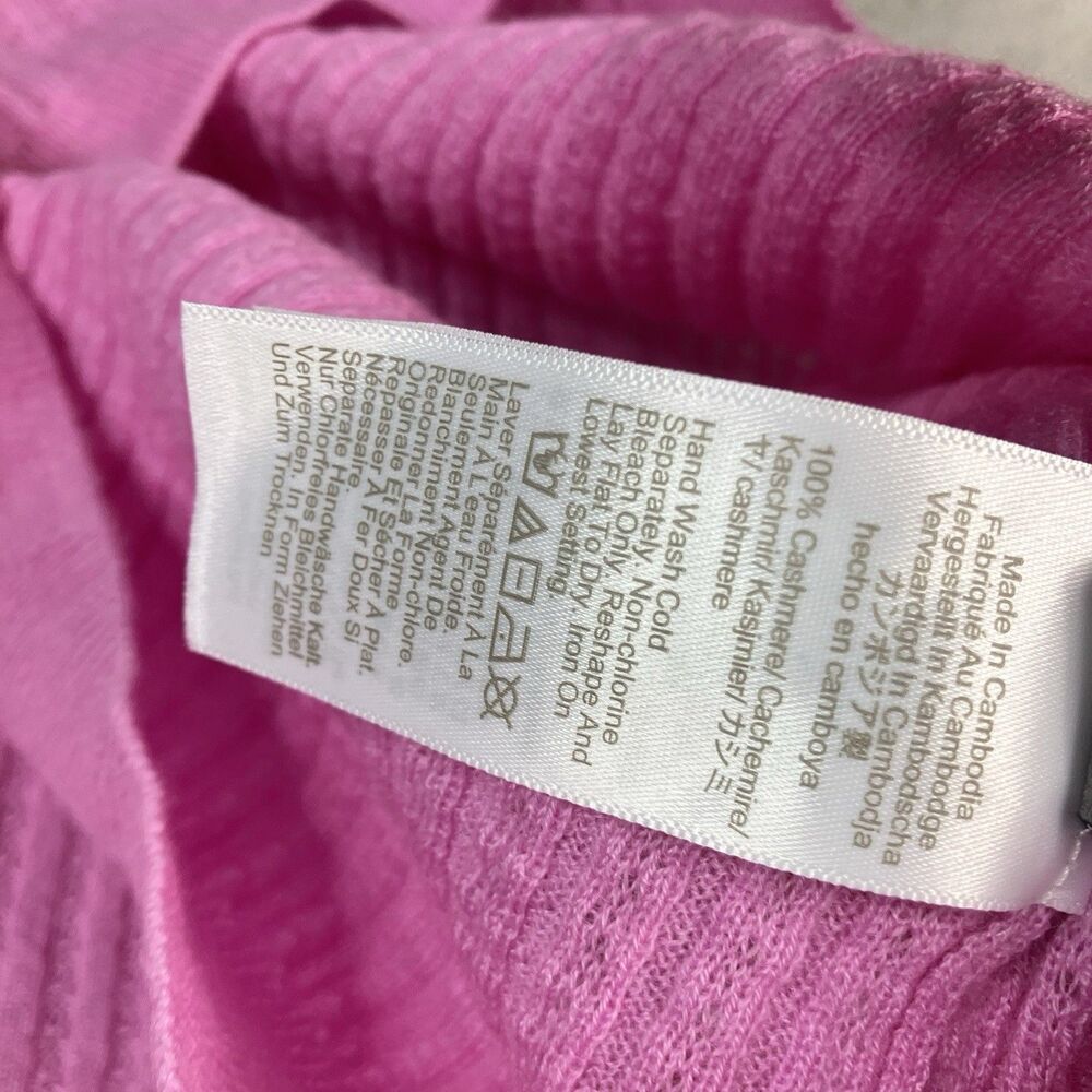 J.Crew Cashmere Cardigan Womens M Pink Featherweight Pointelle Sweater Polo - Picture 7 of 8